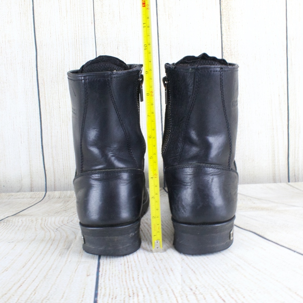 XELEMENT BLACK LEATHER ZIP LACE UP MOTO Boots 12 - Picture 6 of 8